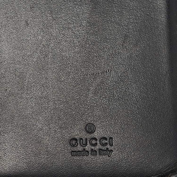 Pre Owned Gucci Black Guccissima Leather Bifold Long Wallet