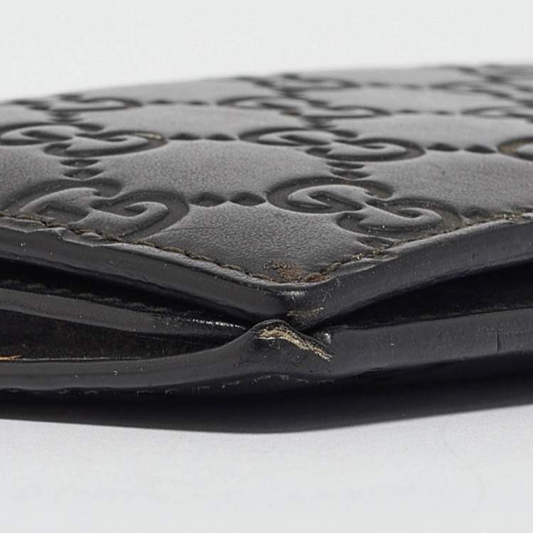 Pre Owned Gucci Black Guccissima Leather Bifold Long Wallet
