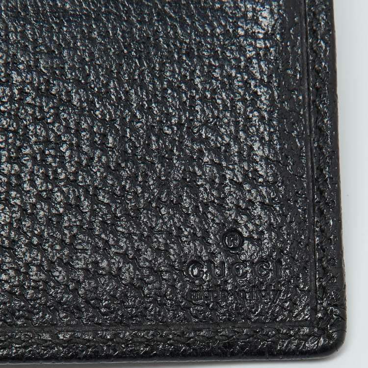 Pre Owned Gucci Black Leather Web Bifold Wallet