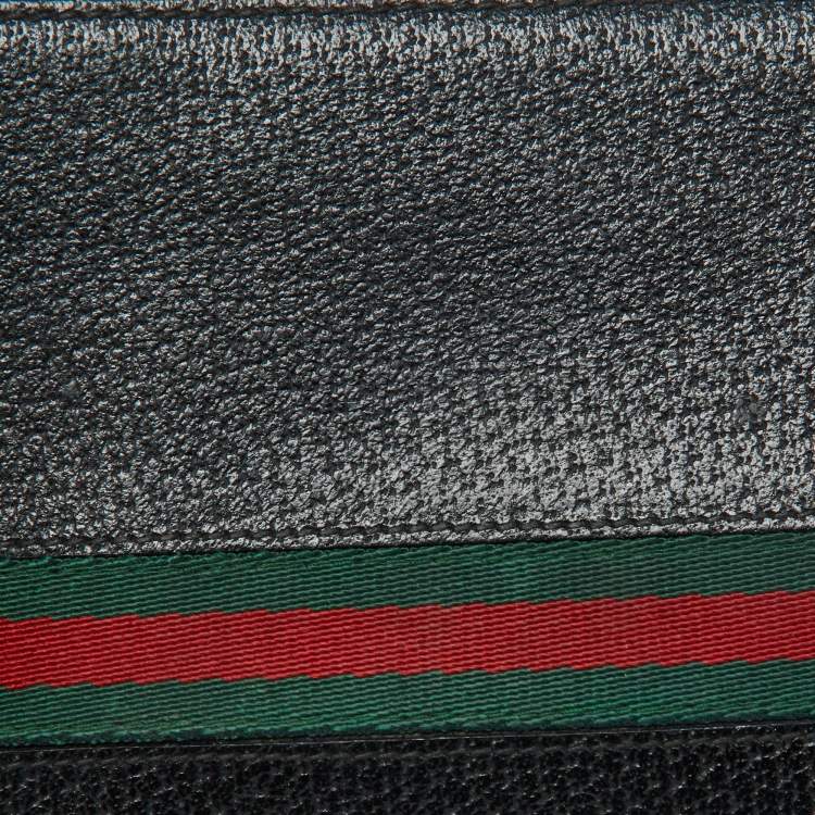 Pre Owned Gucci Black Leather Web Bifold Wallet