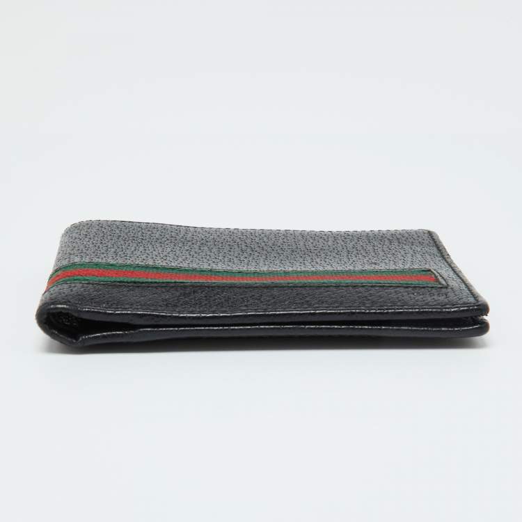 Pre Owned Gucci Black Leather Web Bifold Wallet