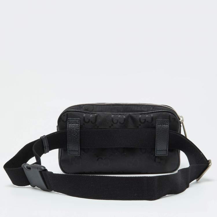 Pre Owned Gucci Black GG Econyl Nylon and Leather Off the Grid Belt Bag