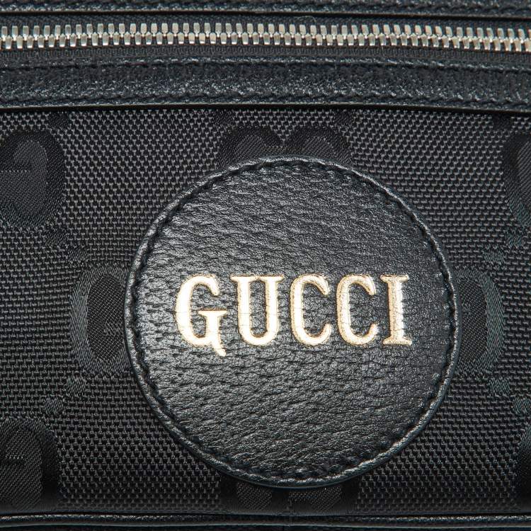 Pre Owned Gucci Black GG Econyl Nylon and Leather Off the Grid Belt Bag
