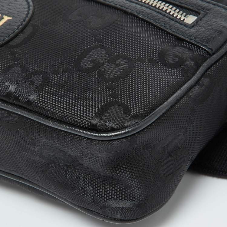 Pre Owned Gucci Black GG Econyl Nylon and Leather Off the Grid Belt Bag
