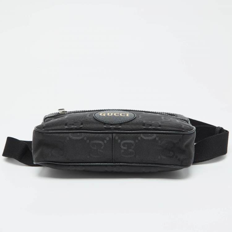 Pre Owned Gucci Black GG Econyl Nylon and Leather Off the Grid Belt Bag