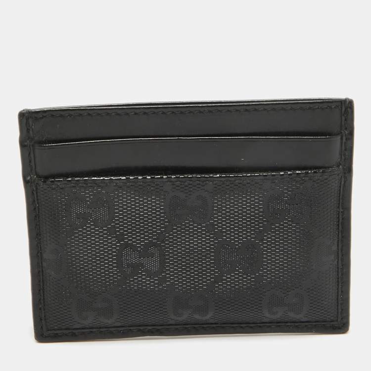 مملوكة مسبقًا Gucci Black GG Imprime Canvas and Leather Card Holder 
