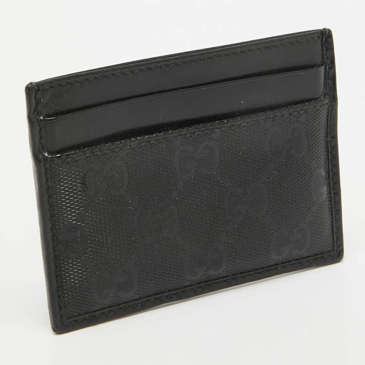 مملوكة مسبقًا Gucci Black GG Imprime Canvas and Leather Card Holder 