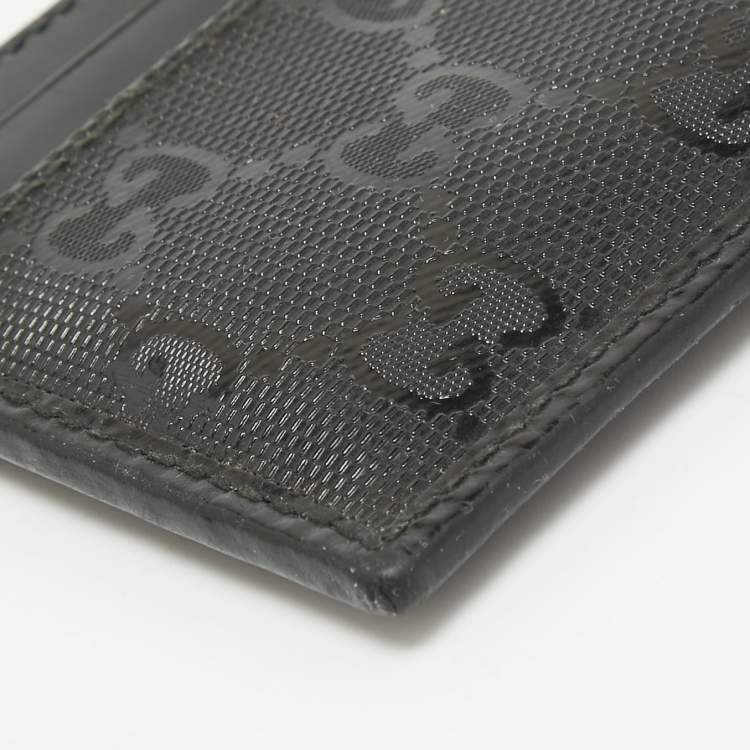 مملوكة مسبقًا Gucci Black GG Imprime Canvas and Leather Card Holder 