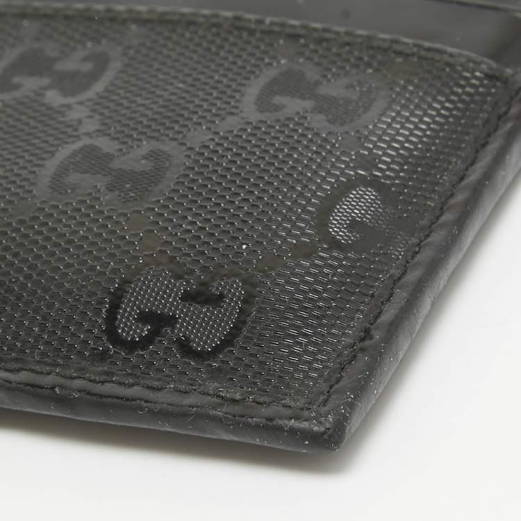 مملوكة مسبقًا Gucci Black GG Imprime Canvas and Leather Card Holder 