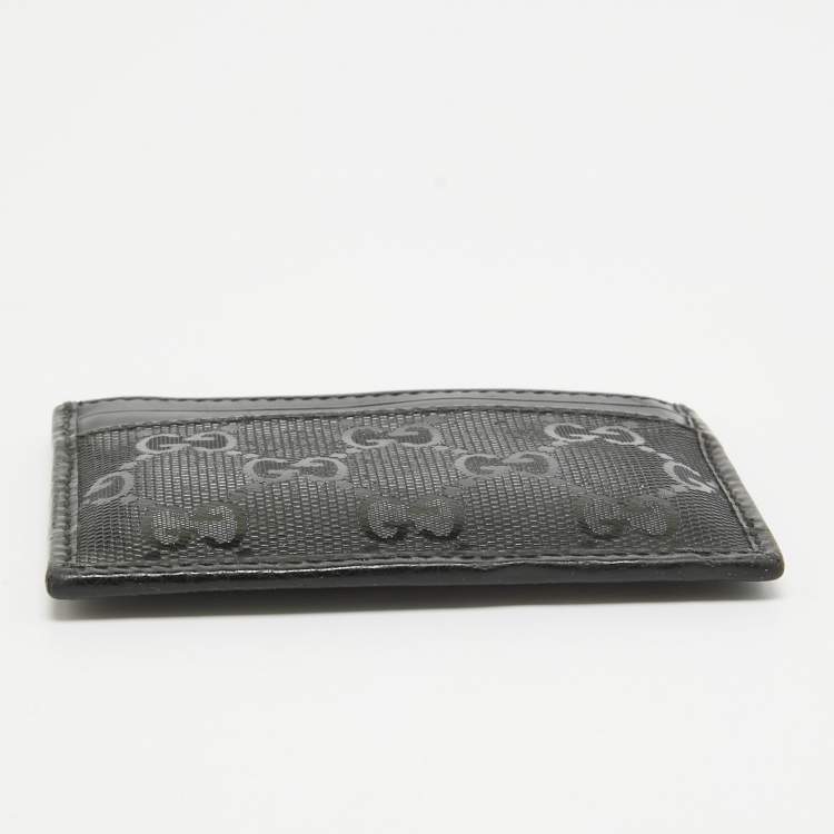 مملوكة مسبقًا Gucci Black GG Imprime Canvas and Leather Card Holder 