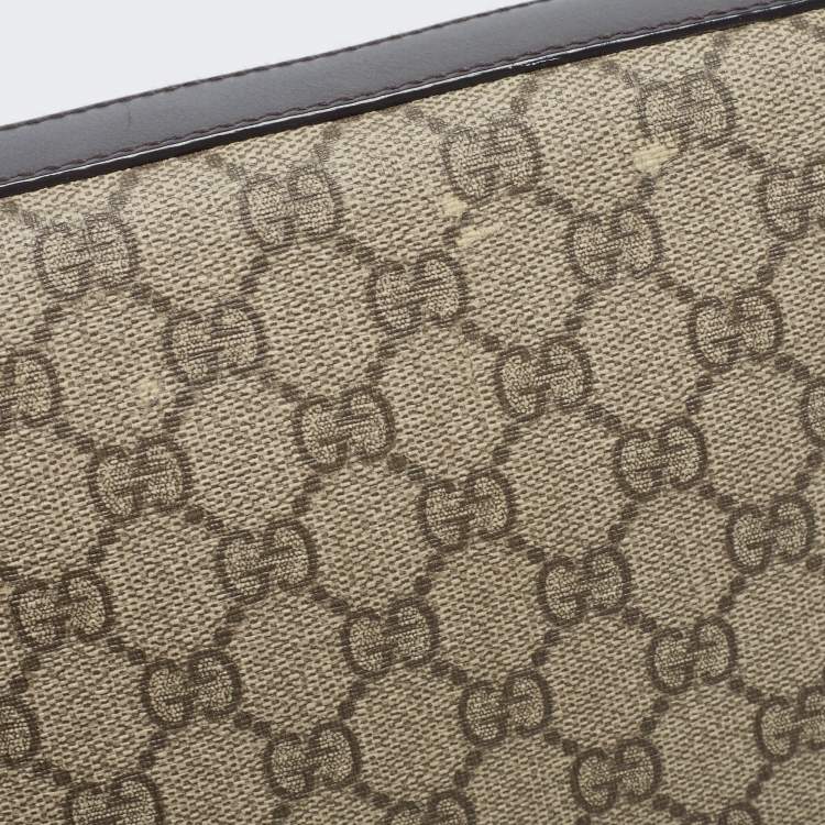 Pre Owned Gucci Beige/Brown GG Supreme Canvas and Leather Messenger Bag