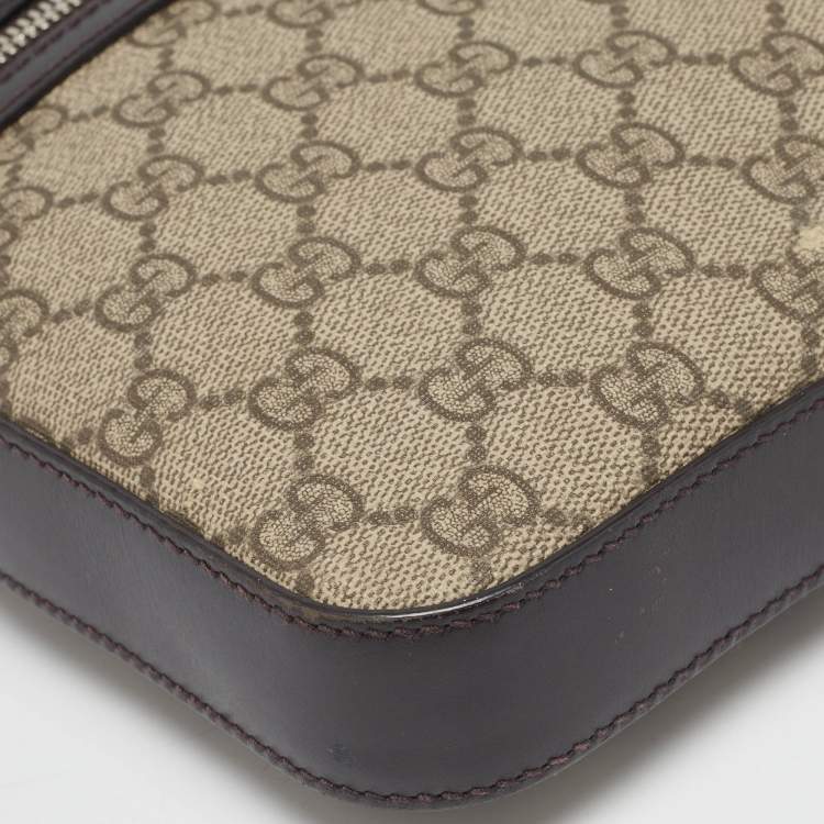 Pre Owned Gucci Beige/Brown GG Supreme Canvas and Leather Messenger Bag