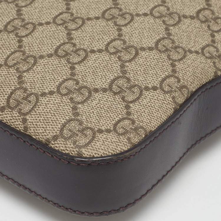 Pre Owned Gucci Beige/Brown GG Supreme Canvas and Leather Messenger Bag