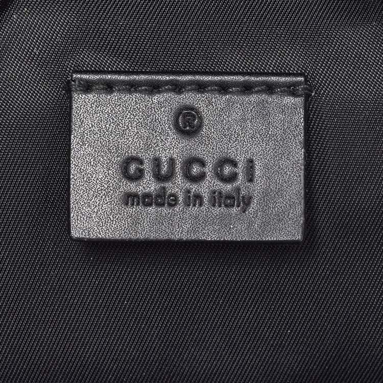 Pre Owned Gucci Black/Beige GG Supreme Canvas and Leather Double Belt Bag