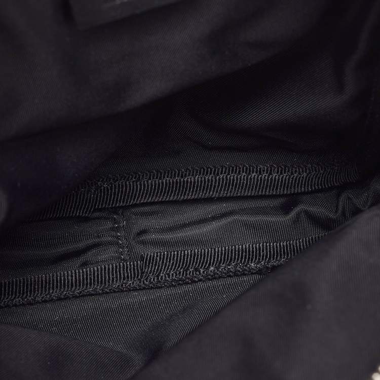 Pre Owned Gucci Black/Beige GG Supreme Canvas and Leather Double Belt Bag