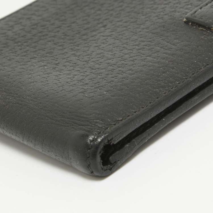 Pre Owned Gucci Black Leather Web Bifold Wallet