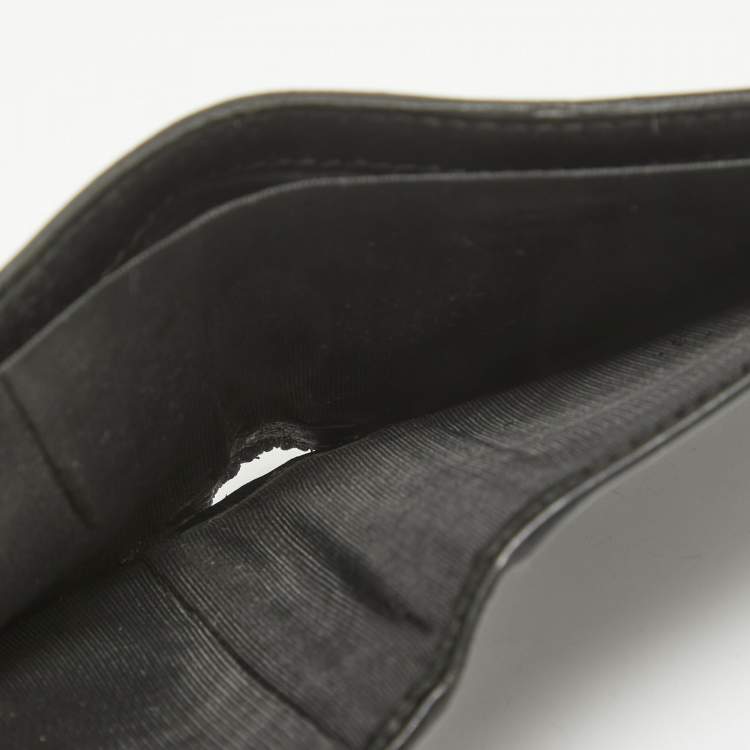 Pre Owned Gucci Black Leather Web Bifold Wallet
