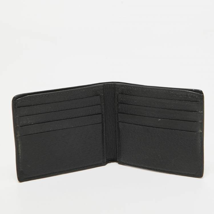 Pre Owned Gucci Black Leather Web Bifold Wallet