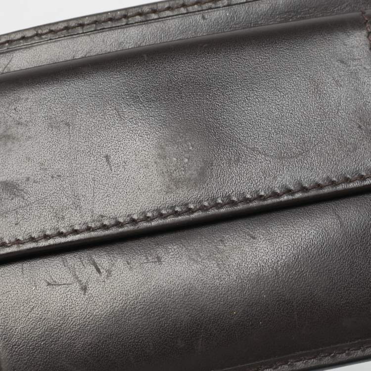 Pre Owned Gucci Dark Brown GG Canvas and Leather Bifold Wallet