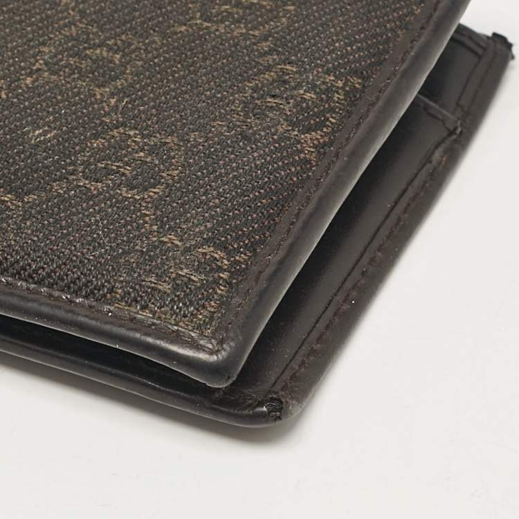 Pre Owned Gucci Dark Brown GG Canvas and Leather Bifold Wallet