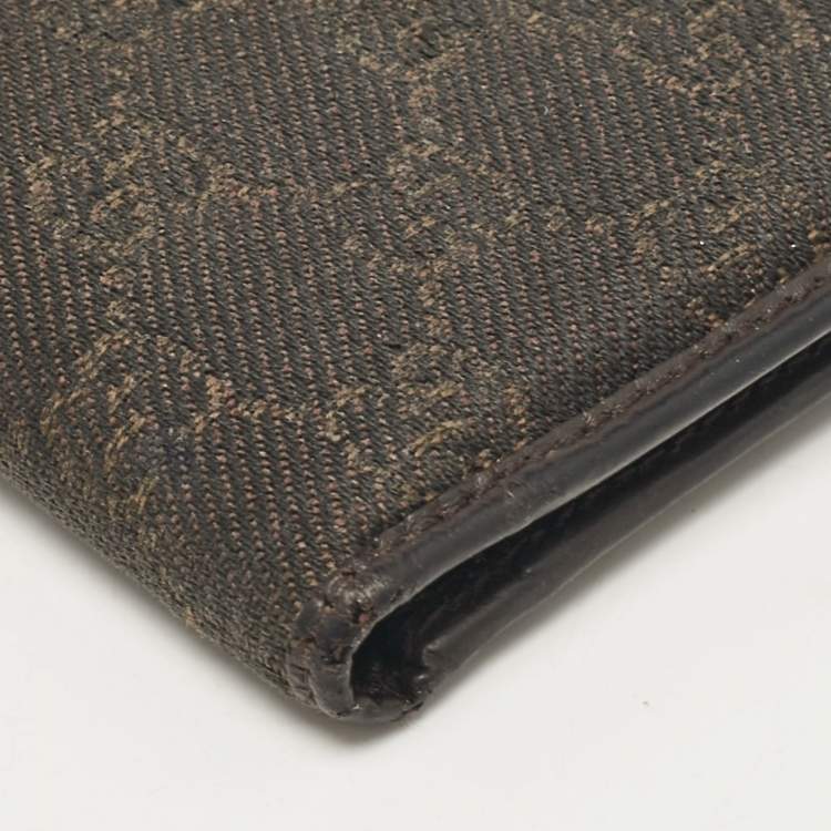 Pre Owned Gucci Dark Brown GG Canvas and Leather Bifold Wallet
