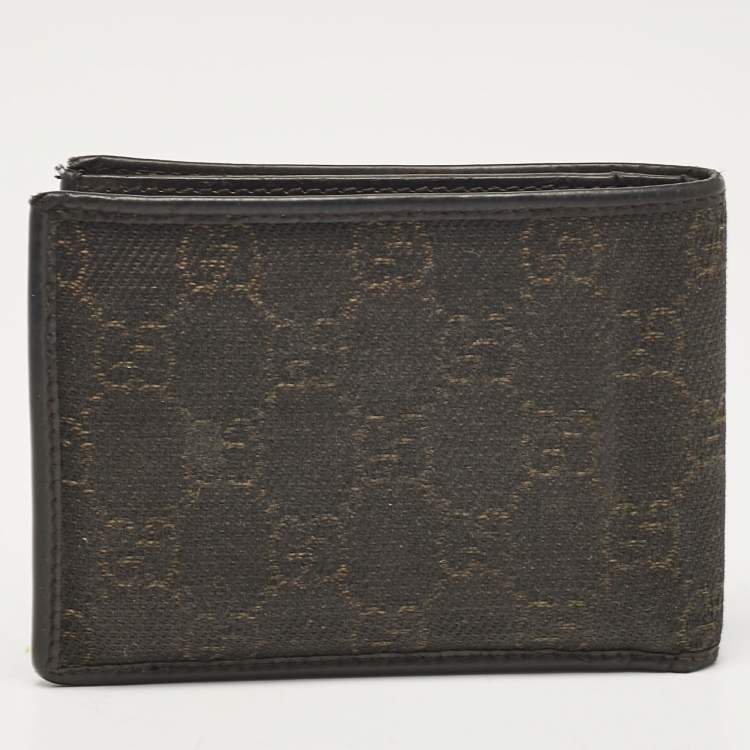 Pre Owned Gucci Dark Brown GG Canvas and Leather Bifold Wallet