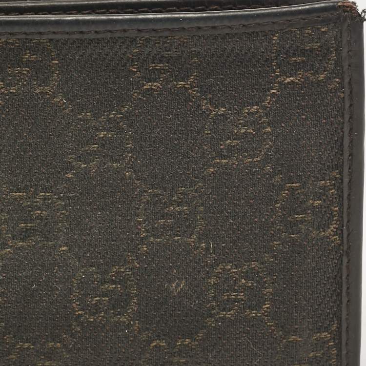 Pre Owned Gucci Dark Brown GG Canvas and Leather Bifold Wallet