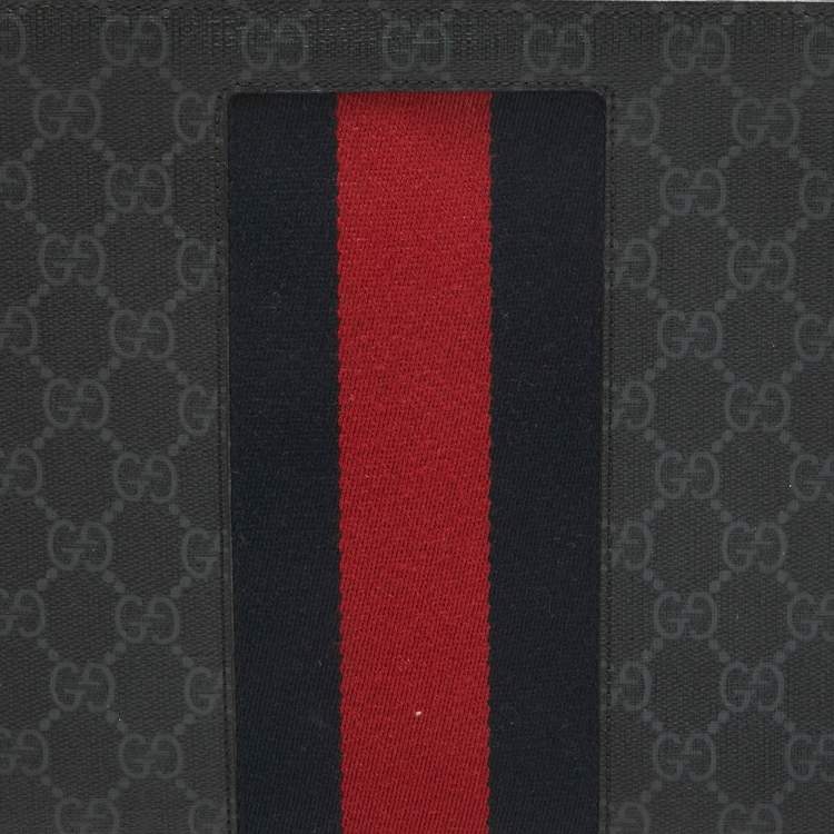 Pre Owned Gucci Black GG Supreme Canvas Web Zip Pouch