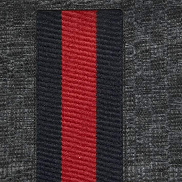 Pre Owned Gucci Black GG Supreme Canvas Web Zip Pouch