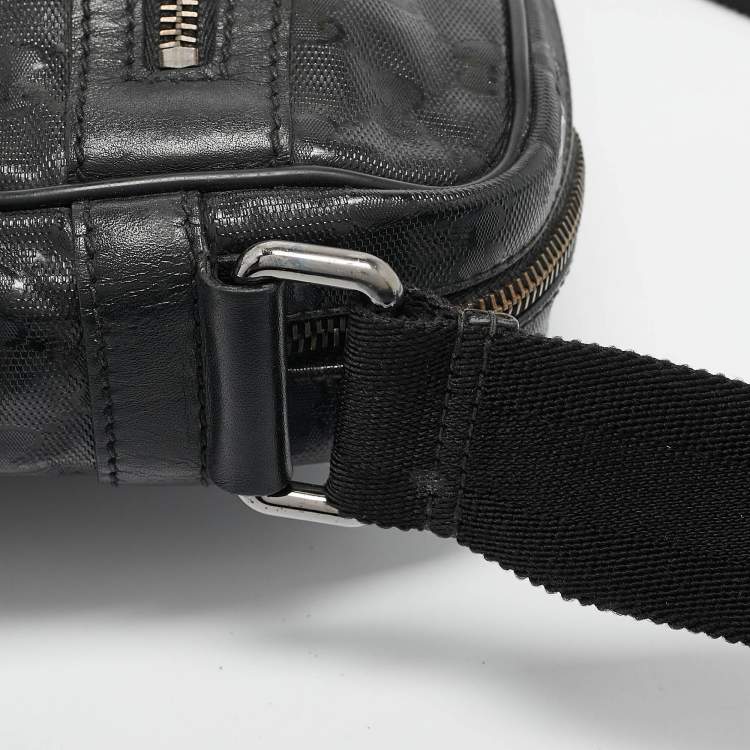 Pre Owned Gucci Black GG Imprime Canvas and Leather Messenger Bag