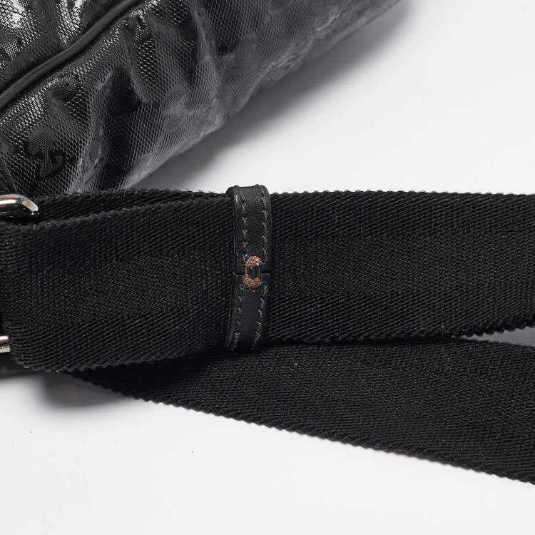 Pre Owned Gucci Black GG Imprime Canvas and Leather Messenger Bag