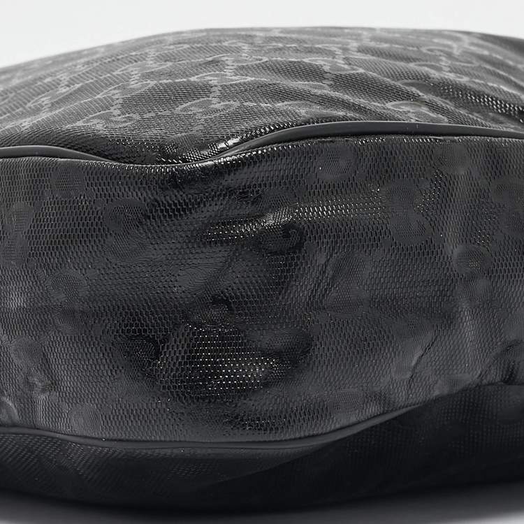 Pre Owned Gucci Black GG Imprime Canvas and Leather Messenger Bag