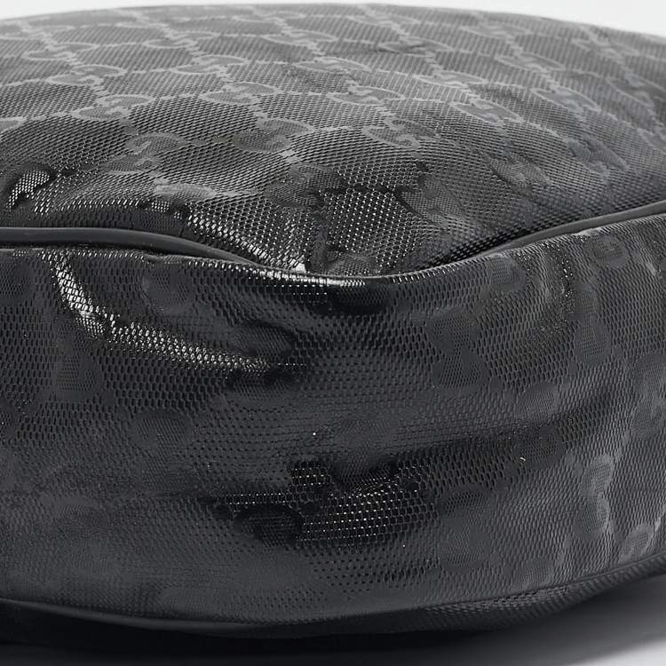 Pre Owned Gucci Black GG Imprime Canvas and Leather Messenger Bag
