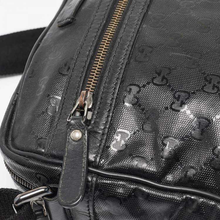 Pre Owned Gucci Black GG Imprime Canvas and Leather Messenger Bag