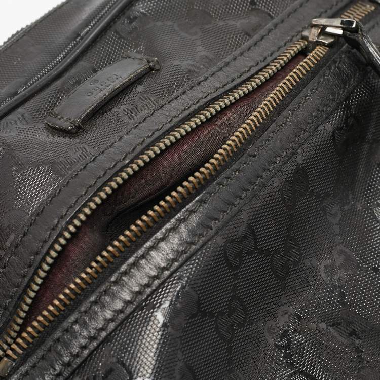 Pre Owned Gucci Black GG Imprime Canvas and Leather Messenger Bag