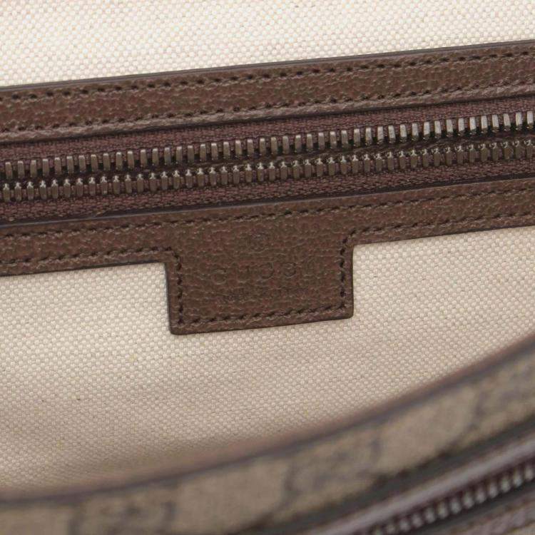 Pre Owned Gucci Beige Brown Multicolor Coated Canvas Leather Ophidia GG Supreme Medium Bag