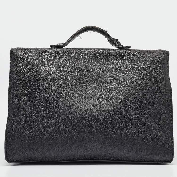 Pre Owned Gucci Black Soft Leather Business Briefcase