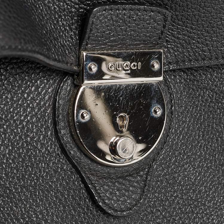 Pre Owned Gucci Black Soft Leather Business Briefcase