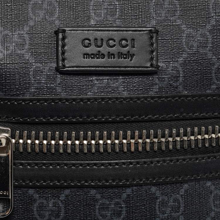 Pre Owned Gucci Black GG Supreme Canvas and Leather Small Web Messenger Bag