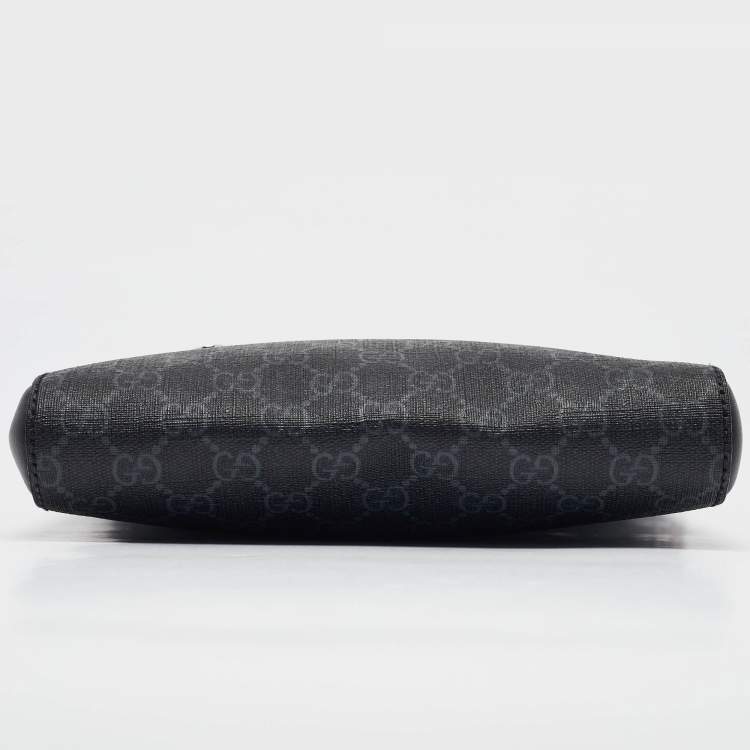 Pre Owned Gucci Black GG Supreme Canvas and Leather Small Web Messenger Bag