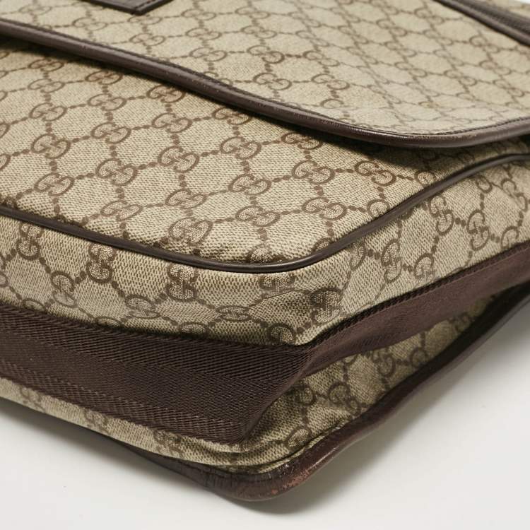 Pre Owned Gucci Dark Brown/Beige GG Supreme Canvas Messenger Bag