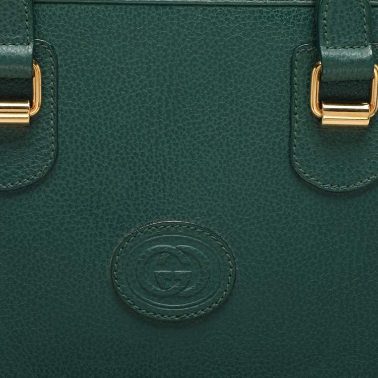 Pre Owned Gucci Green Leather Vintage Business Bag