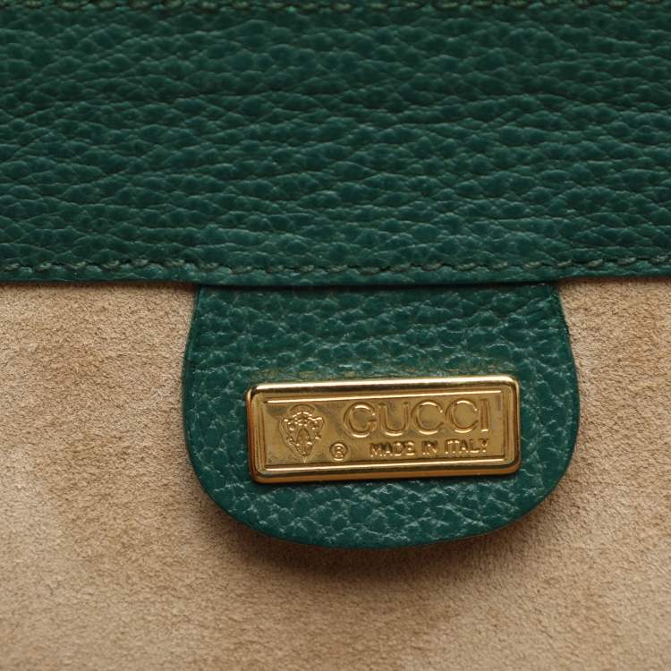 Pre Owned Gucci Green Leather Vintage Business Bag