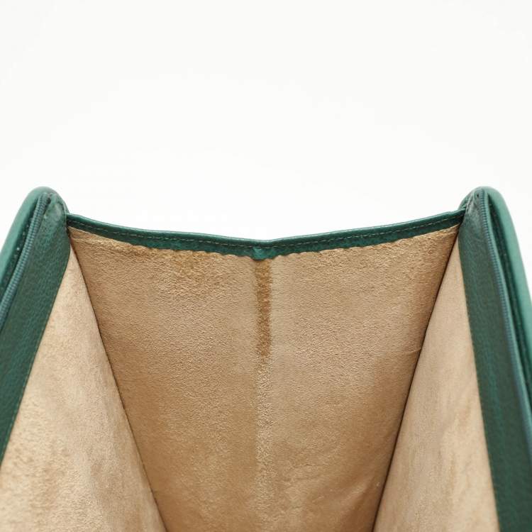 Pre Owned Gucci Green Leather Vintage Business Bag