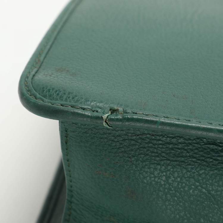 Pre Owned Gucci Green Leather Vintage Business Bag