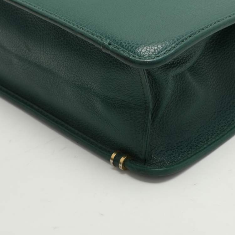 Pre Owned Gucci Green Leather Vintage Business Bag