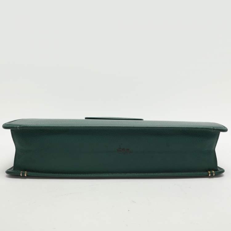 Pre Owned Gucci Green Leather Vintage Business Bag