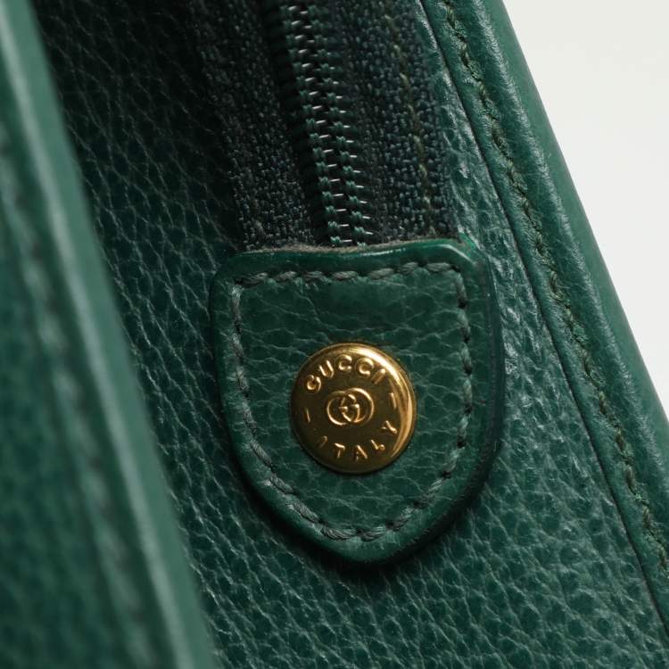 Pre Owned Gucci Green Leather Vintage Business Bag