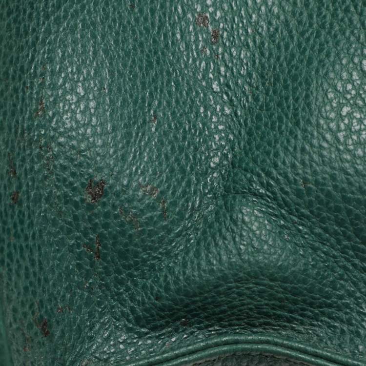 Pre Owned Gucci Green Leather Vintage Business Bag