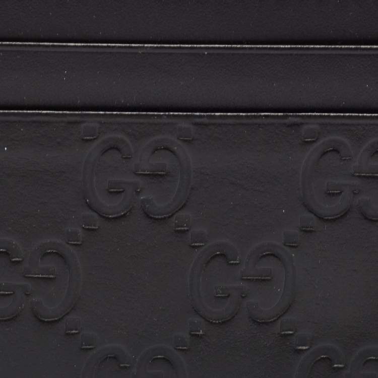 Pre Owned Gucci Black Guccissima Leather Card Holder